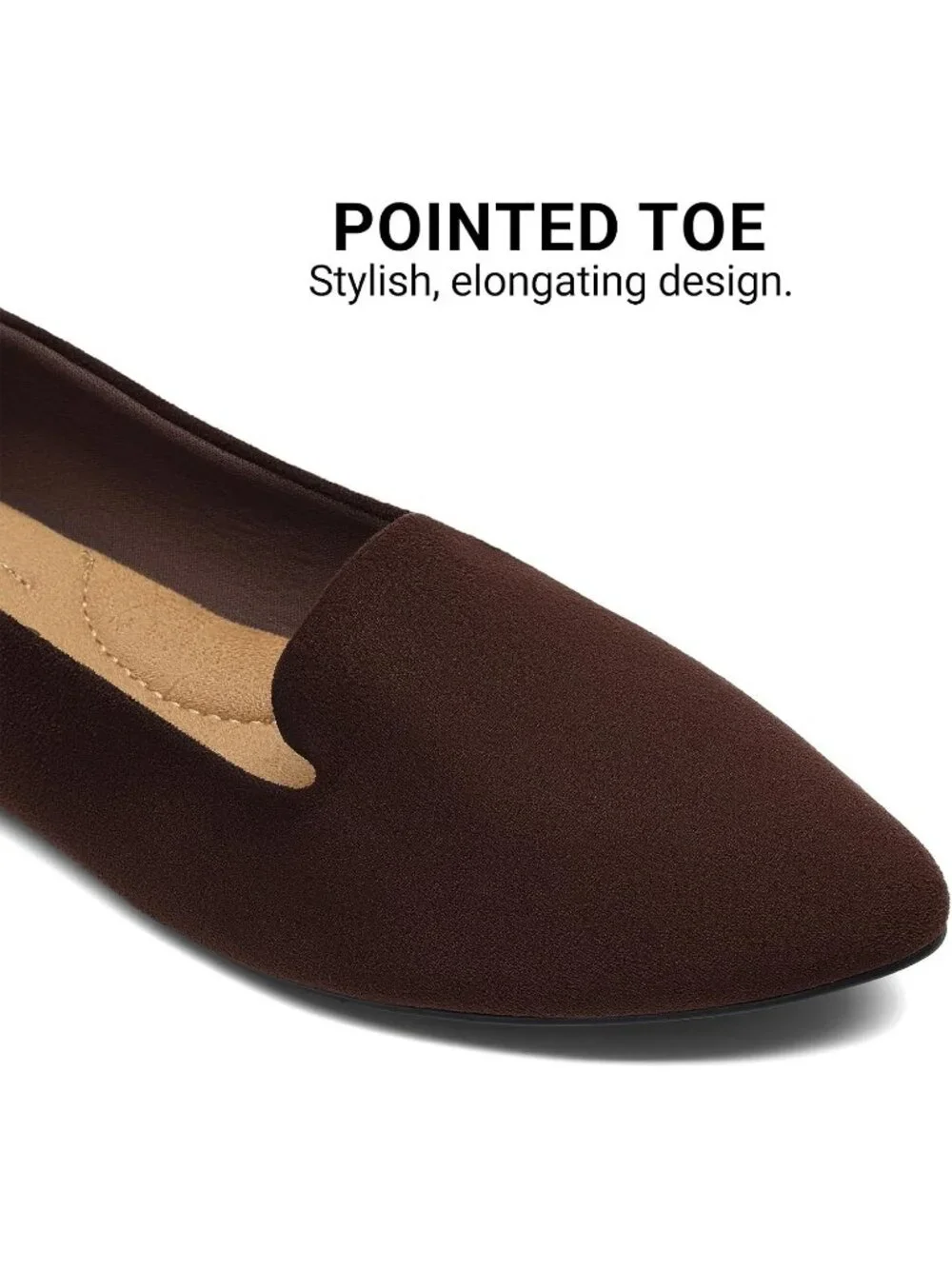 Women's Chocolate Faux Suede Chic pointed toe casual loafer Dressy Flats Shoes